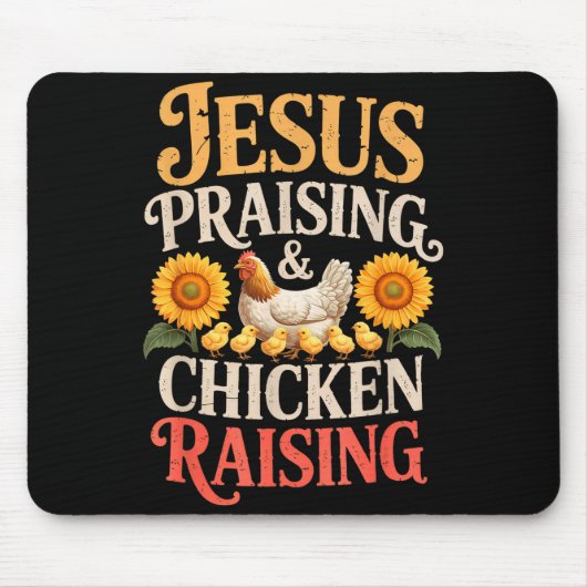 Jesus Praising &amp; Chicken Raising Funny Faith F Muismat (Voorkant)