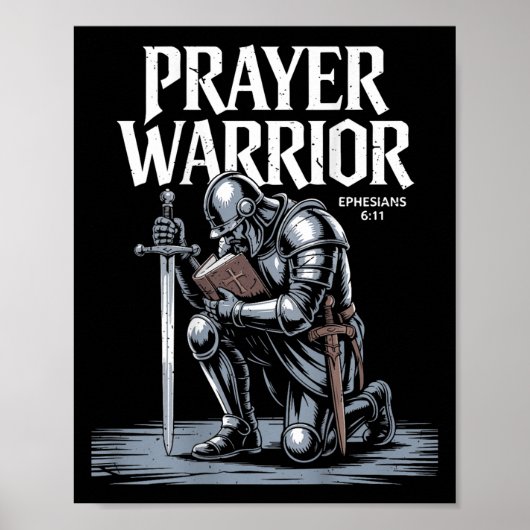Jesus Prayer Warrior Christelijke wapenrusting God Poster (Voorkant)
