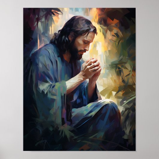 Jesus Praying Art Poster (Voorkant)