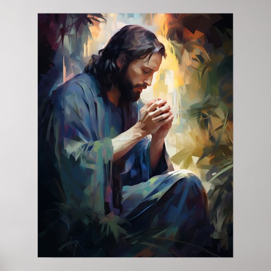 Jesus Praying Art Poster (Voorkant)