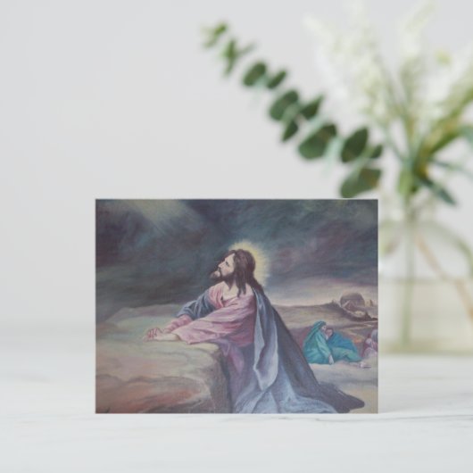 Jesus Praying at Gethsemane Briefkaart (Staand voorkant)