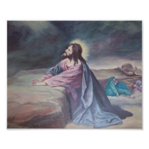 Jesus Praying at Gethsemane Foto Afdruk