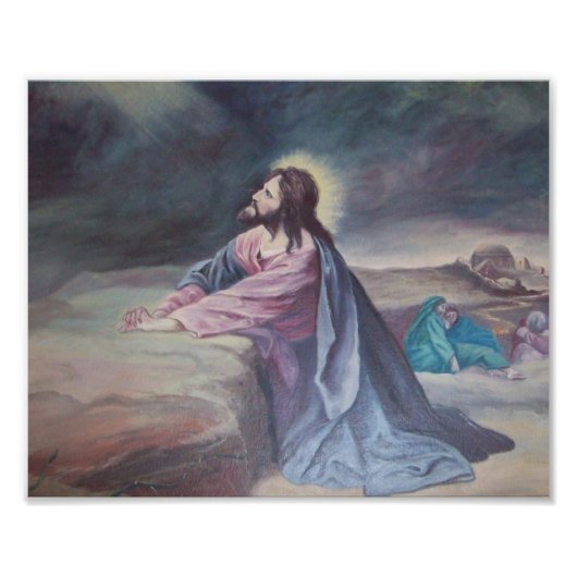 Jesus Praying at Gethsemane Foto Afdruk (Voorkant)