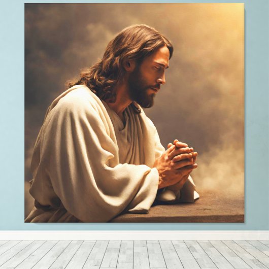 Jesus Praying Canvas Afbeelding (Insitu (Houten vloer))