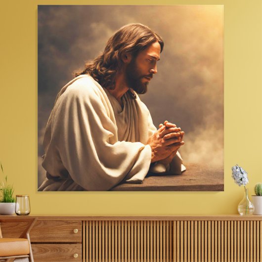 Jesus Praying Canvas Afbeelding Afdruk (Insitu (Woonkamer))