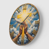 Jesus Praying Hands Sunburst Grote Klok (Hoek)