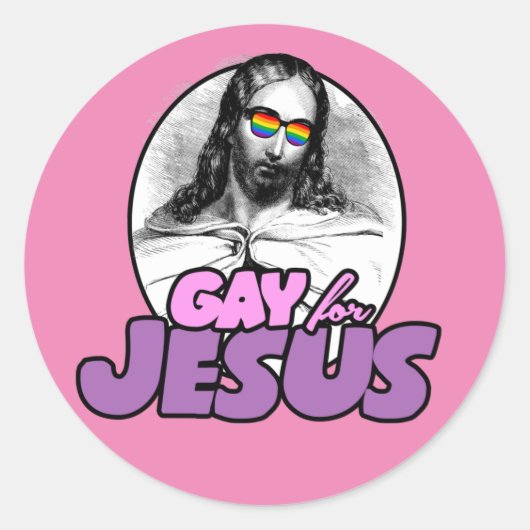 Jesus Pride T-shirt Ronde Sticker (Voorkant)