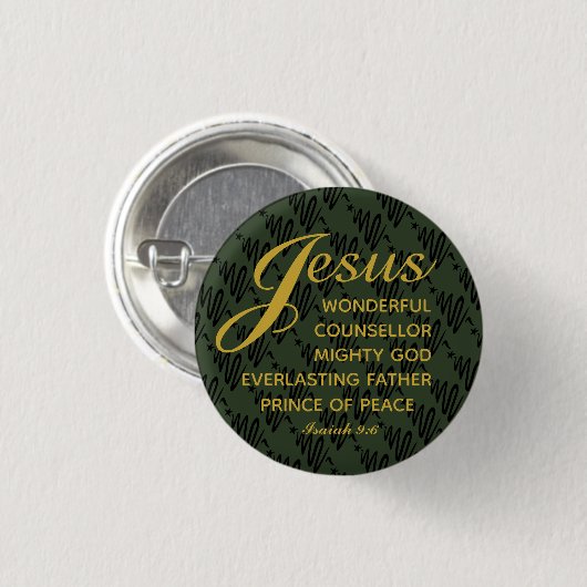 JESUS PRINCE OF PEACE Isaiah kerstgeschrift Ronde Button 3,2 Cm (Voorkant /achterkant)