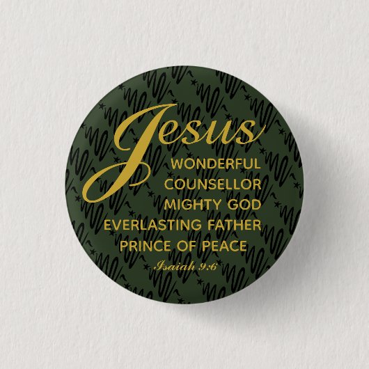 JESUS PRINCE OF PEACE Isaiah kerstgeschrift Ronde Button 3,2 Cm (Voorkant)