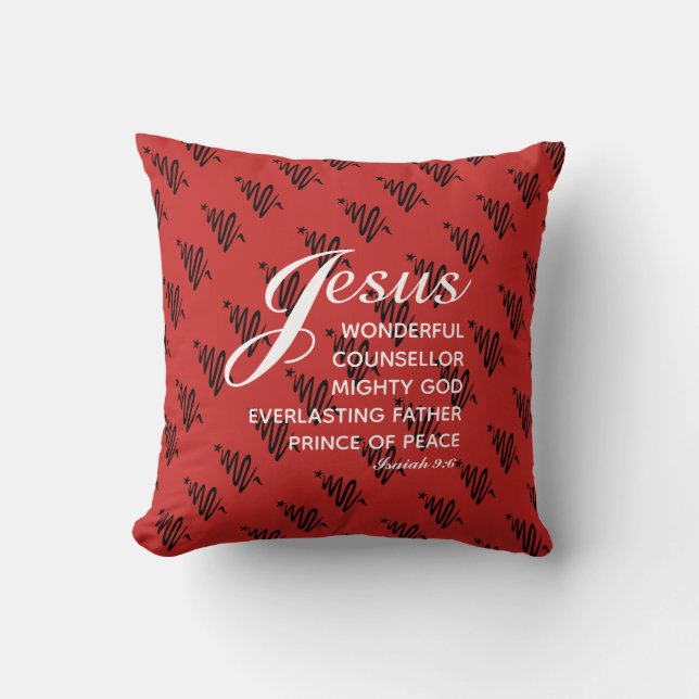 JESUS PRINCE of PEACE-kerstgeschrift Red Kussen (Voorkant)