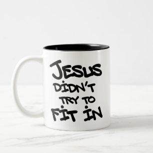 Jesus probeerde niet in te passen Leuke Graffiti G Tweekleurige Koffiemok