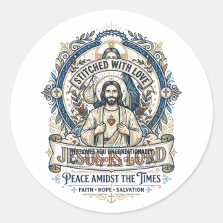 Jesus Profetie Eschatologie Vintage T-shirt Christ Ronde Sticker