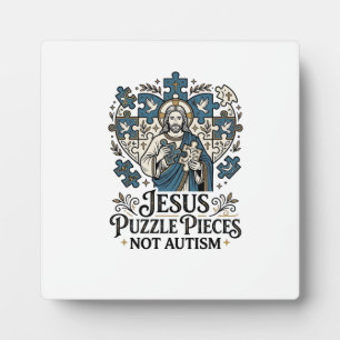 Jesus Puzzelstukken Niet Autisme Jesus Puzzelstukk Fotoplaat