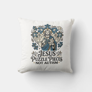 Jesus Puzzelstukken Niet Autisme Jesus Puzzelstukk Kussen