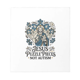 Jesus Puzzelstukken Niet Autisme Jesus Puzzelstukk Notitieblok