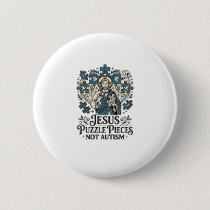 Jesus Puzzelstukken Niet Autisme Jesus Puzzelstukk Ronde Button 5,7 Cm