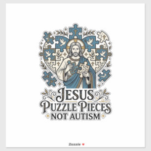 Jesus Puzzelstukken Niet Autisme Jesus Puzzelstukk Sticker