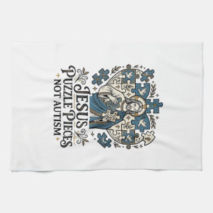 Jesus Puzzelstukken Niet Autisme Jesus Puzzelstukk Theedoek