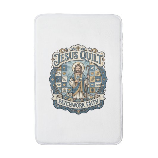 Jesus Quilt Patchwork Geloof Jesus Quilt Patchwork Badmat (Voorkant Verticaal)