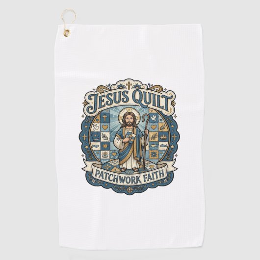 Jesus Quilt Patchwork Geloof Jesus Quilt Patchwork Golfhanddoek (Voorkant)