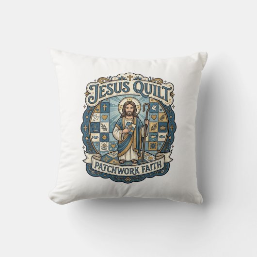 Jesus Quilt Patchwork Geloof Jesus Quilt Patchwork Kussen (Voorkant)