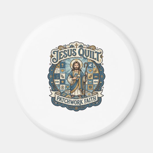 Jesus Quilt Patchwork Geloof Jesus Quilt Patchwork Magneet (Voorkant)