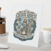 Jesus Quilt Patchwork Geloof Jesus Quilt Patchwork Reclamebord Met Voetstuk (Insitu)