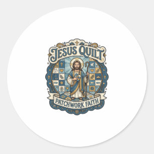 Jesus Quilt Patchwork Geloof Jesus Quilt Patchwork Ronde Sticker