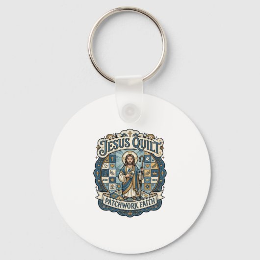 Jesus Quilt Patchwork Geloof Jesus Quilt Patchwork Sleutelhanger (Voorkant)