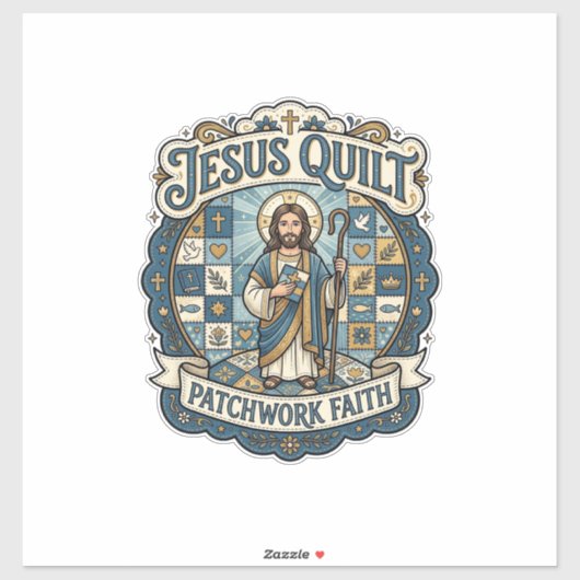Jesus Quilt Patchwork Geloof Jesus Quilt Patchwork Sticker (Vel)