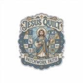 Jesus Quilt Patchwork Geloof Jesus Quilt Patchwork Sticker (Voorkant)