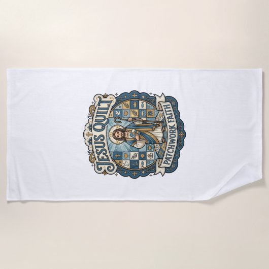 Jesus Quilt Patchwork Geloof Jesus Quilt Patchwork Strandlaken (Voorkant)