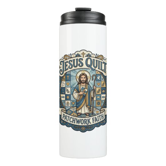 Jesus Quilt Patchwork Geloof Jesus Quilt Patchwork Thermosbeker (Voorkant)