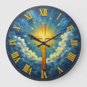 Jesus Radiant Heavenly Cross Grote Klok (Voorkant)