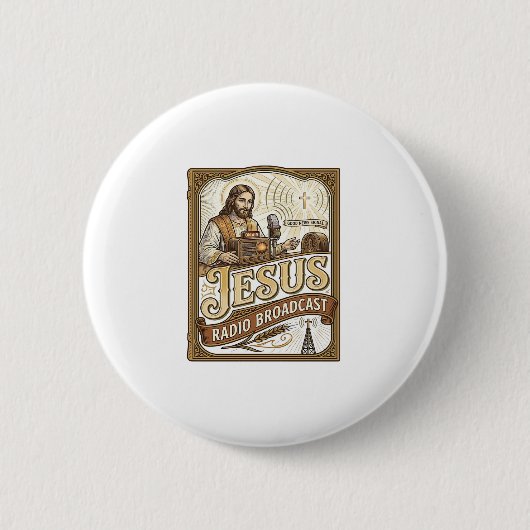 Jesus Radio-uitzending Jesus Radio-uitzending Chri Ronde Button 5,7 Cm (Voorkant)