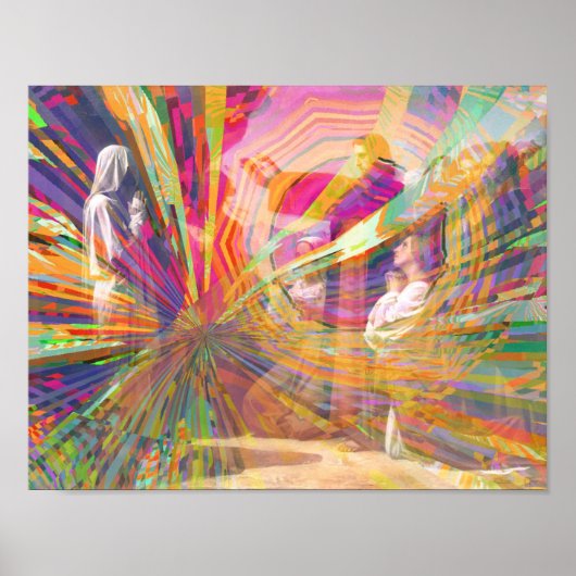 Jesus Raises Lazarus Neon Pastel Pinrad Poster (Voorkant)