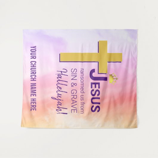 JESUS RANSOMED US Christelijk Pasen Wandkleed (Voorkant (horizontaal))