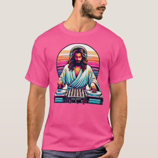 Jesus Raves DJ Rave Techno EDM Feest Draai T-shirt