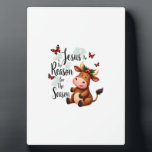 Jesus Reason for The Season Cow Christmas Christia Fotoplaat<br><div class="desc">Jesus Reason for The Season Cow Christmas Christian T-Shirt (3)</div>