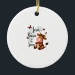 Jesus Reason for The Season Cow Christmas Christia Keramisch Ornament<br><div class="desc">Jesus Reason for The Season Cow Christmas Christian T-Shirt (3)</div>