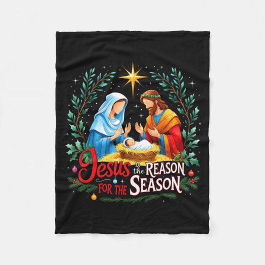 Jesus Reason For The Season Nativity Christmas Des Fleece Deken (Voorkant)