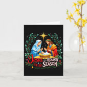 Jesus Reason For The Season Nativity Christmas Des Kaart (Gele Bloem)