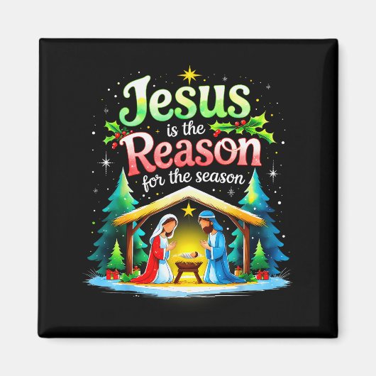 Jesus Reason For The Season Nativity Christmas Des Magneet (Voorkant)
