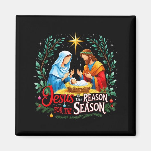Jesus Reason For The Season Nativity Christmas Des Magneet (Voorkant)
