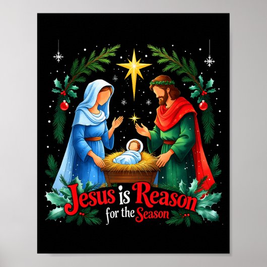 Jesus Reason For The Season Nativity Christmas Des Poster (Voorkant)