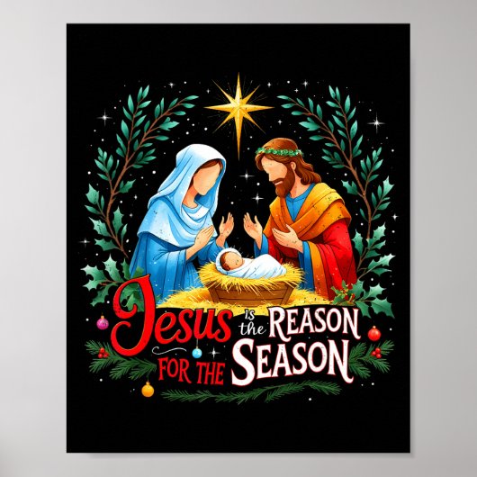 Jesus Reason For The Season Nativity Christmas Des Poster (Voorkant)