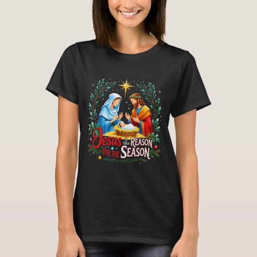 Jesus Reason For The Season Nativity Christmas Des T-shirt (Voorkant)