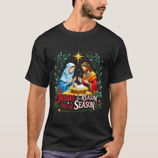 Jesus Reason For The Season Nativity Christmas Des T-shirt (Voorkant)