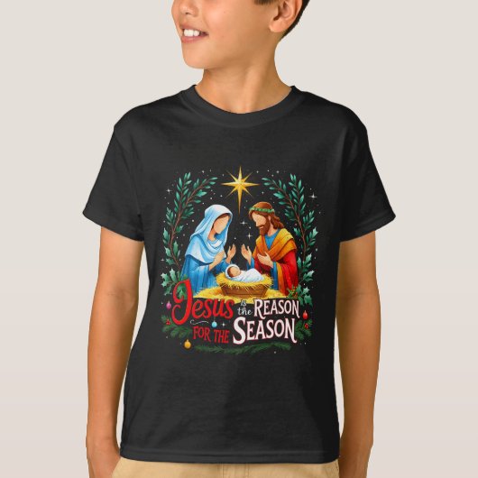 Jesus Reason For The Season Nativity Christmas Des T-shirt (Voorkant)