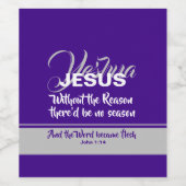 JESUS REASON SEASON Christelijk CHRISTMAS Paars Wijn Etiket (Enkel label)